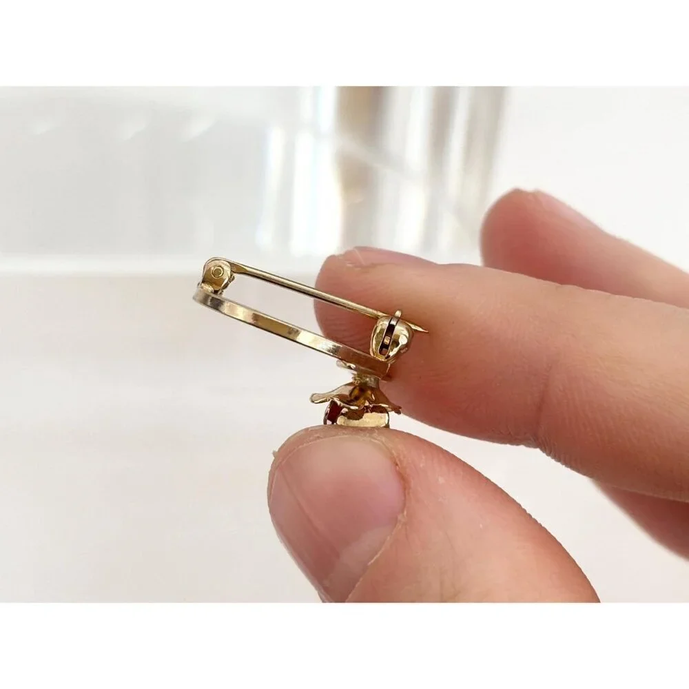 Tiny Gold Toned Rose Shaped Round Vintage Cute Jewelry Brooch | Lapel Pin